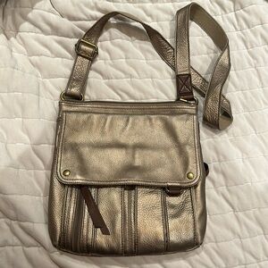 Gold fossil crossbody purse